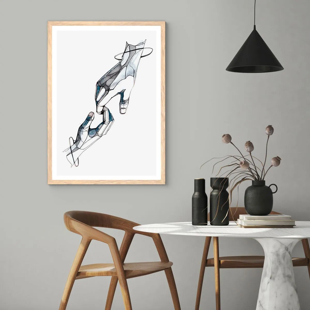 Poster in einem Rahmen aus heller Eiche - Eine gute Geste - 50x70 cm