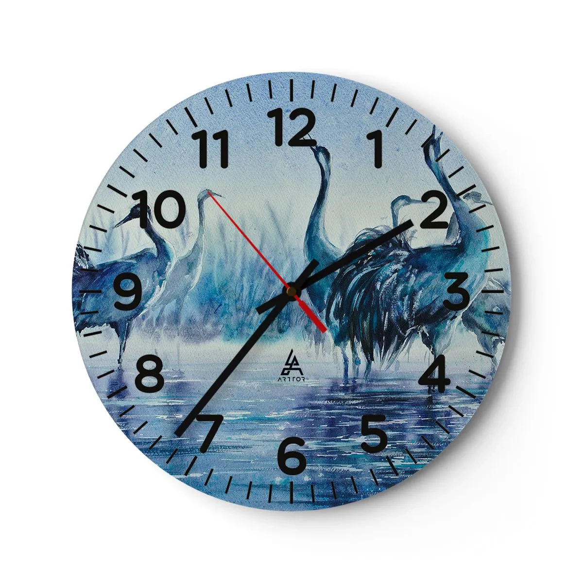 Wanduhr - Glasuhr - Morgentliches Treffen - 40x40 cm