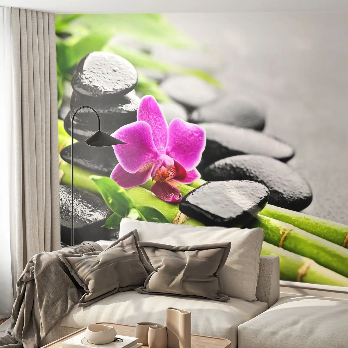 Fototapete Premium Canvas - In ruhiger Balance - Blumen, Orchidee, Orchidee - 300x210 cm