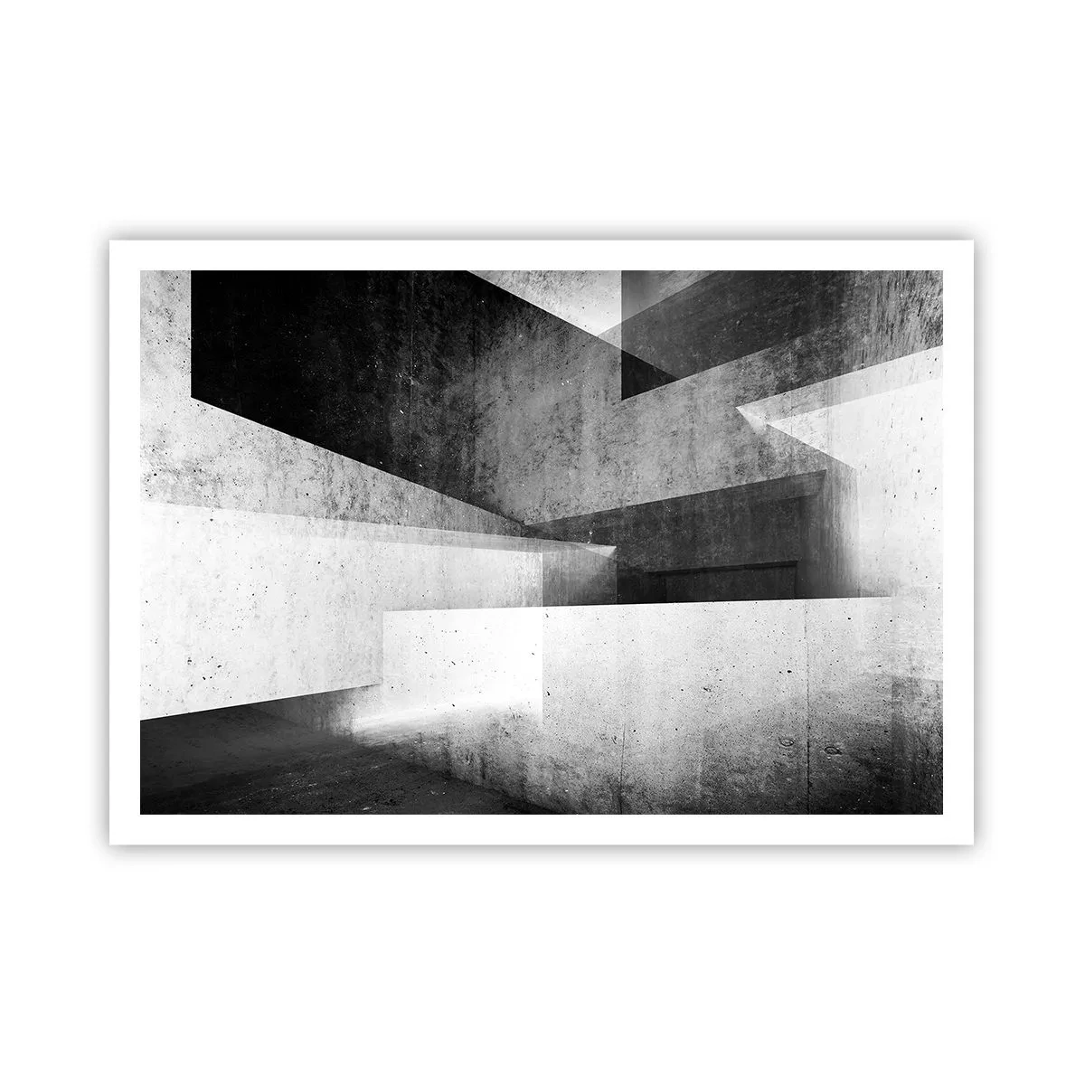 Poster - Geometrische Formen in einer monochromen Komposition - 100x70cm - Die Raumstruktur - Moderne Wanddekoration für Wohnzimmer und Schlafzimmer ARTTOR