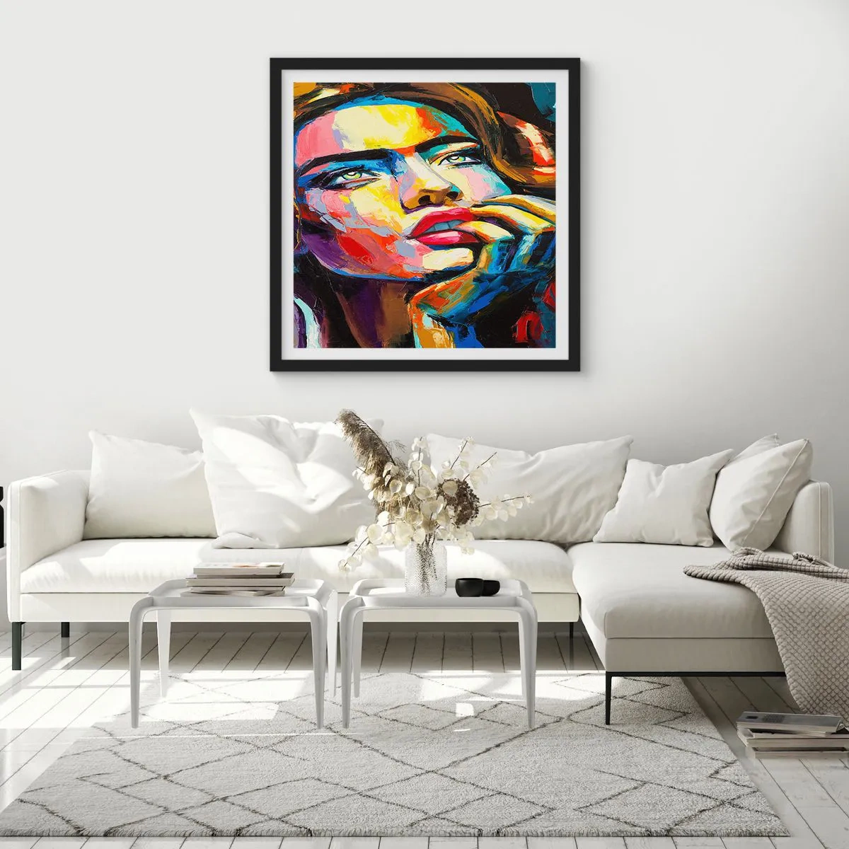 Poster in einem schwarzem Rahmen - Träume fliegen am Himmel wie Vögel - 60x60 cm