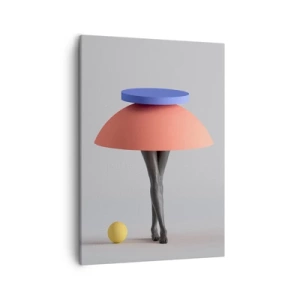 Bild auf Leinwand - Leinwandbild - Abstrakte geometrische Komposition mit Beinen und einem Ball - 50x70cm - Surrealistische Komposition - Moderne Wanddekoration für Wohnzimmer und Schlafzimmer ARTTOR