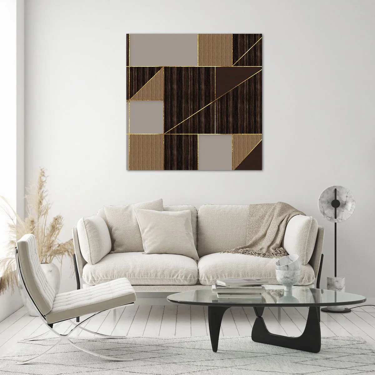 Glasbild - Bild auf glas - Ein Mosaik aus Braun und Gold - 60x60 cm