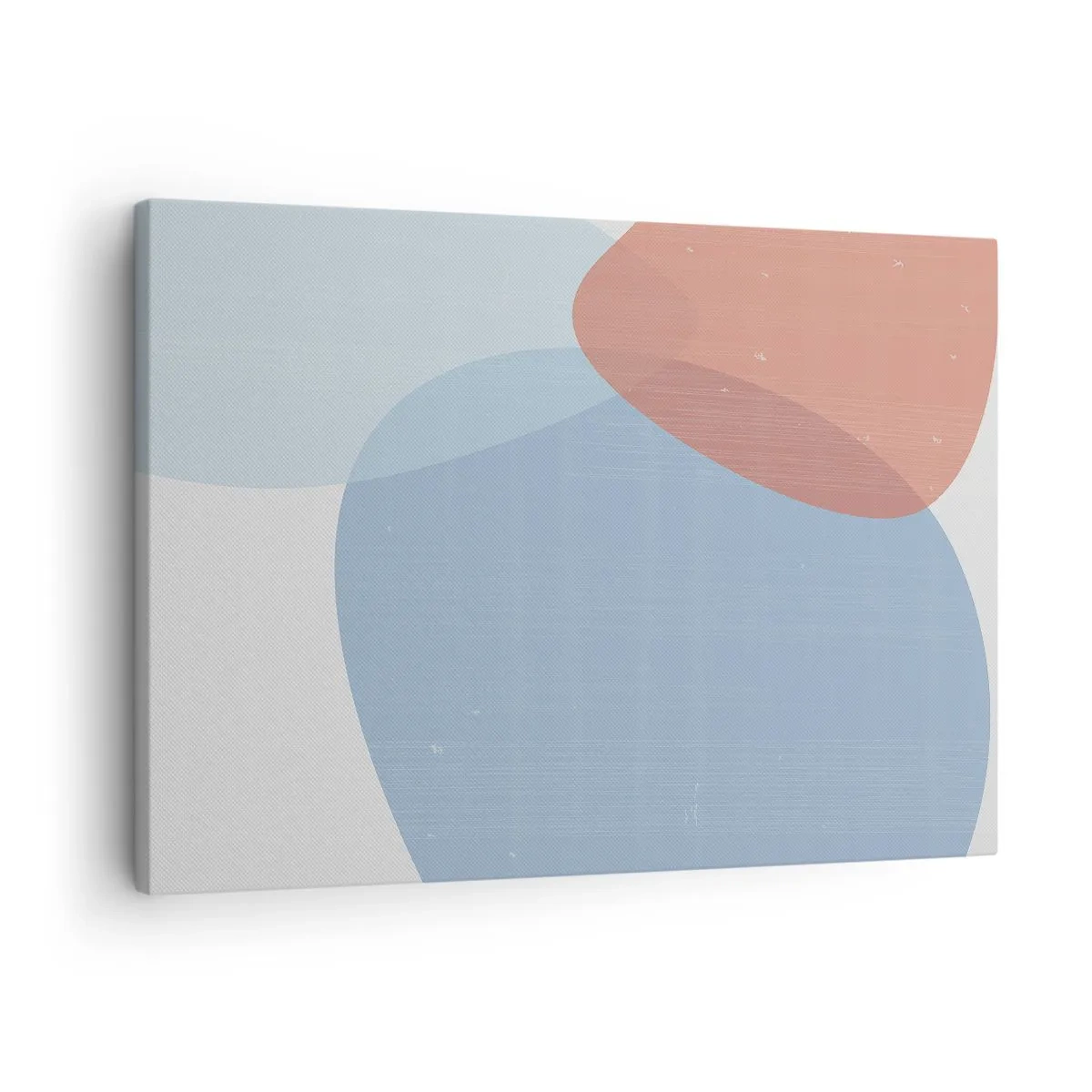 Bild auf Leinwand - Leinwandbild - Eine abstrakte Komposition in Pastelltönen von Blau und Rosa mit organischen Formen. - 70x50cm - Pastellbeziehungen - Moderne Wanddekoration für Wohnzimmer und Schlafzimmer ARTTOR