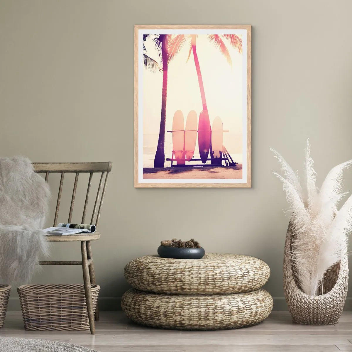 Poster in einem Rahmen aus heller Eiche - Es wird ein toller Tag - 50x70 cm