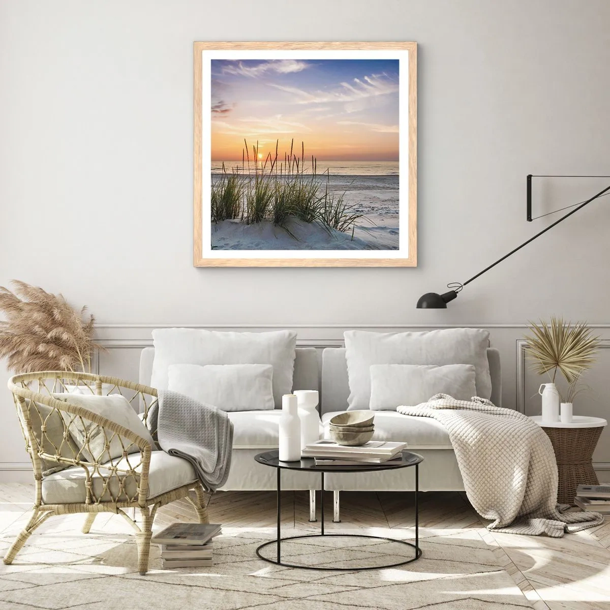 Poster in einem Rahmen aus heller Eiche - Schau, denk, fühl - 40x40 cm