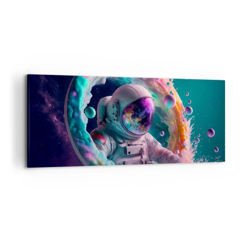 Bild auf Leinwand - Leinwandbild - Astronaut in einer farbenfrohen kosmischen Aura - 120x50cm - Sternentor - Moderne Wanddekoration für Wohnzimmer und Schlafzimmer ARTTOR