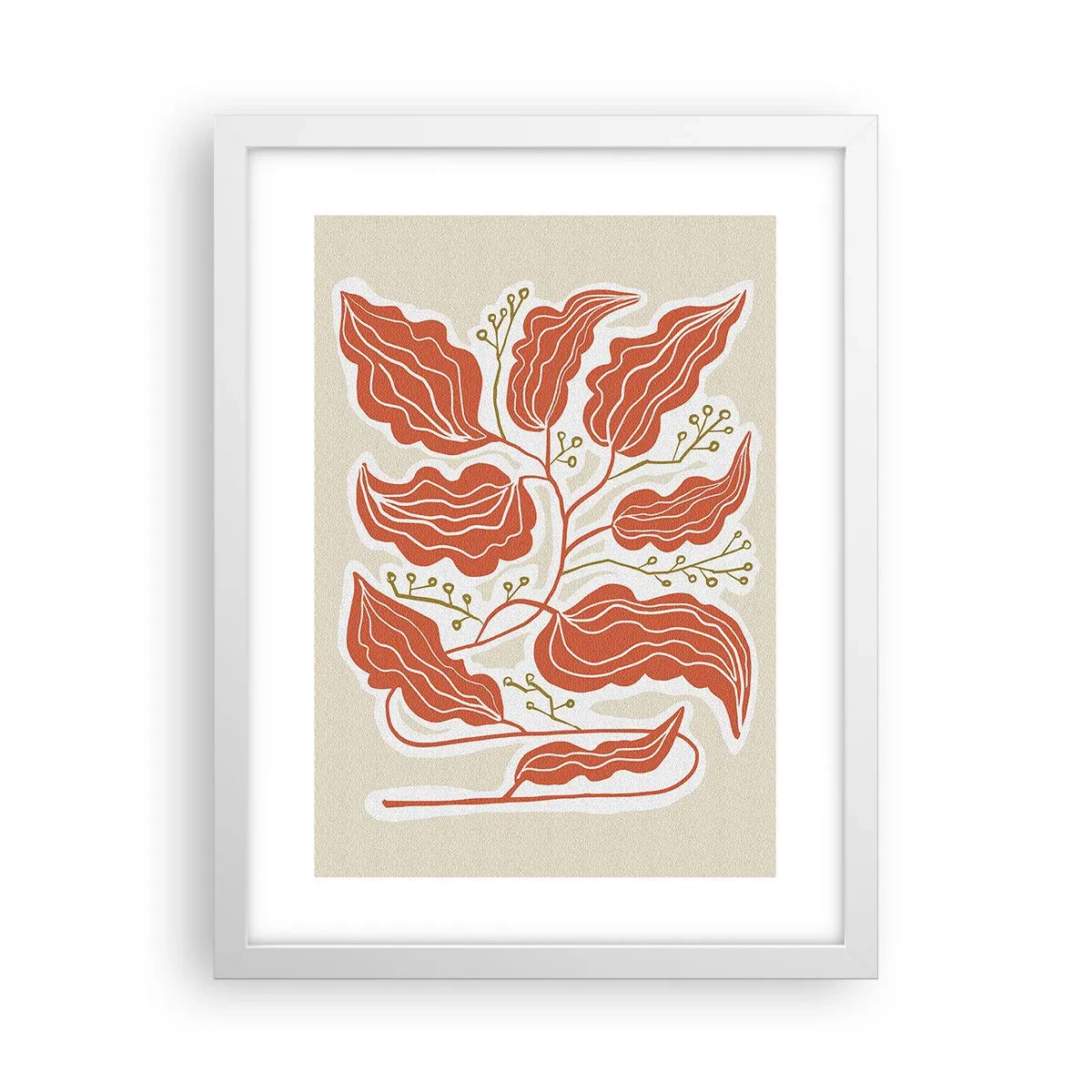 Poster in einem weißen Rahmen - Im Folkstil und korallenartig - 30x40 cm