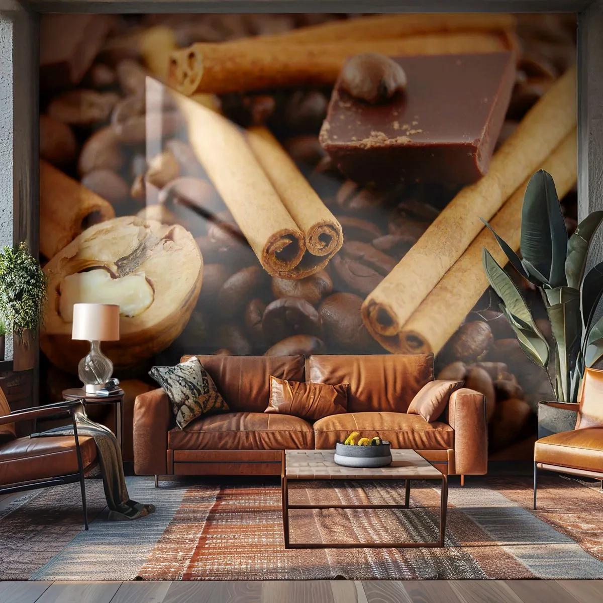 Fototapete Premium Canvas - Konzert der Aromen - Gastronomie, Schokolade, Kaffeebohnen - 250x175 cm