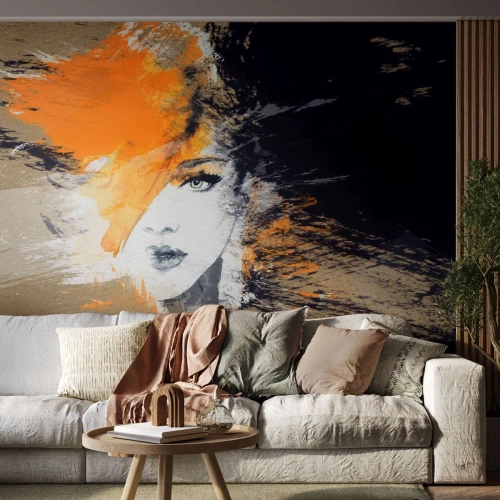 Fototapete Premium Sand - Und es ist Licht - Abstraktion, Das Gesicht einer Frau, Frau - 150x105 cm