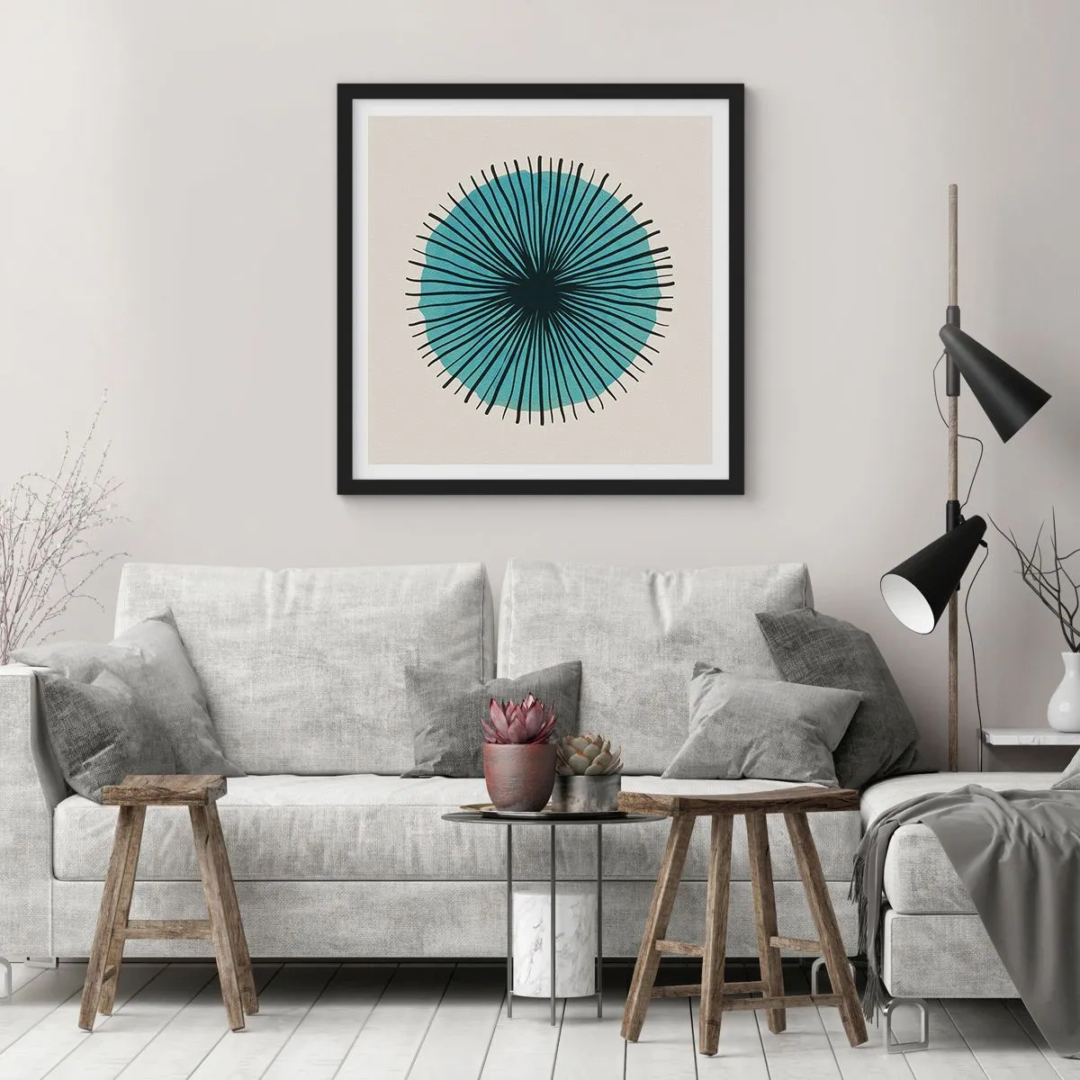 Poster in einem schwarzem Rahmen - Strahlend im Blau - 30x30 cm