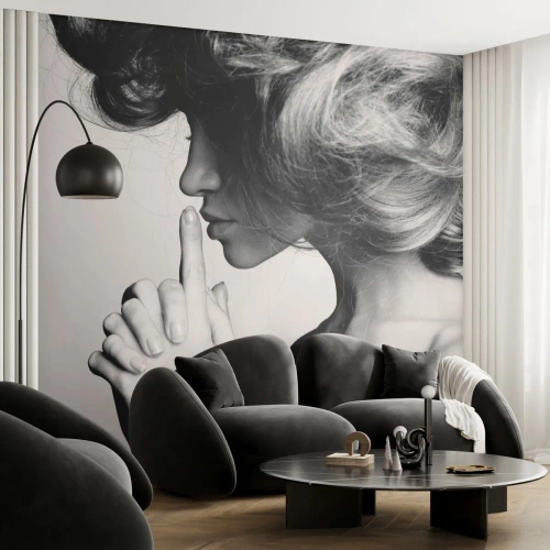 Fototapete Premium Sand - Auf sich selbst hören - Frau, Modell, Das Gesicht einer Frau - 200x140 cm
