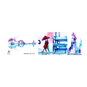 Fototapeten Muster Selbstklebend Deluxe Sticker - Ich bringe dir ein paar Regenbögen - Abstraktion, Geige, Die Architektur - 100x30 cm