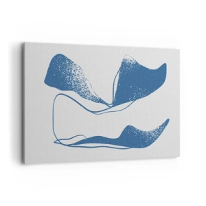 Bild auf Leinwand - Leinwandbild - Abstrakte Formen in Blautönen auf weißem Hintergrund - 120x80cm - Geflügelte Abstraktion - Moderne Wanddekoration für Wohnzimmer und Schlafzimmer ARTTOR