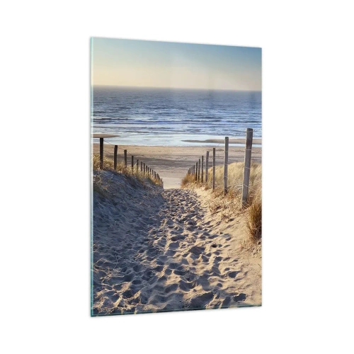 Glasbild - Bild auf glas - Weg durch die Dünen zum Strand - 80x120cm - Das Rauschen des Meeres, der Gesang der Vögel, ein wilder Strand im Gras ... - Moderne Wanddekoration für Wohnzimmer und Schlafzimmer ARTTOR