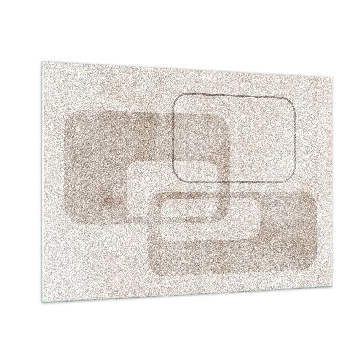 Glasbild - Bild auf glas - Minimalistische beige Rechtecke auf hellem Hintergrund - 100x70cm - Geometrische Fuge - Moderne Wanddekoration für Wohnzimmer und Schlafzimmer ARTTOR