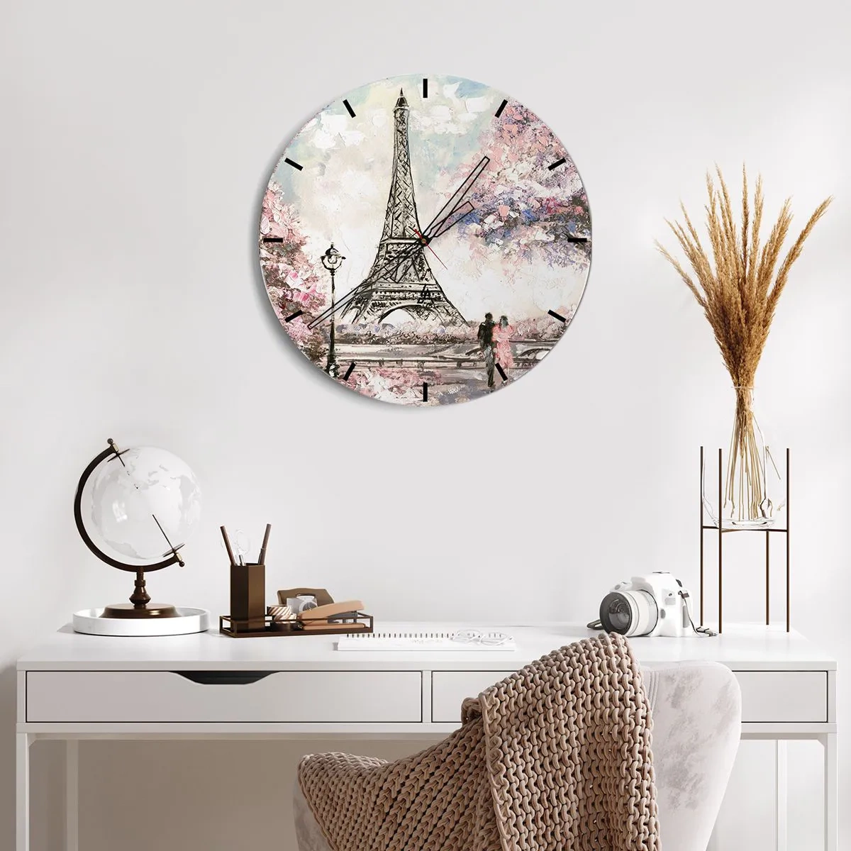 Wanduhr - Glasuhr - Aprilspaziergang durch Paris - 30x30 cm