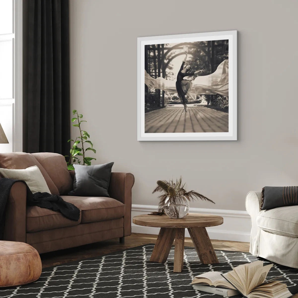 Poster in einem weißen Rahmen - Der Tanz des Gartengeistes - 30x30 cm