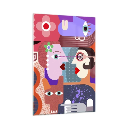 Glasbild - Bild auf glas - Abstrakte Figuren in lebendigen Farben - 80x120cm - Augenhöhe - Moderne Wanddekoration für Wohnzimmer und Schlafzimmer ARTTOR