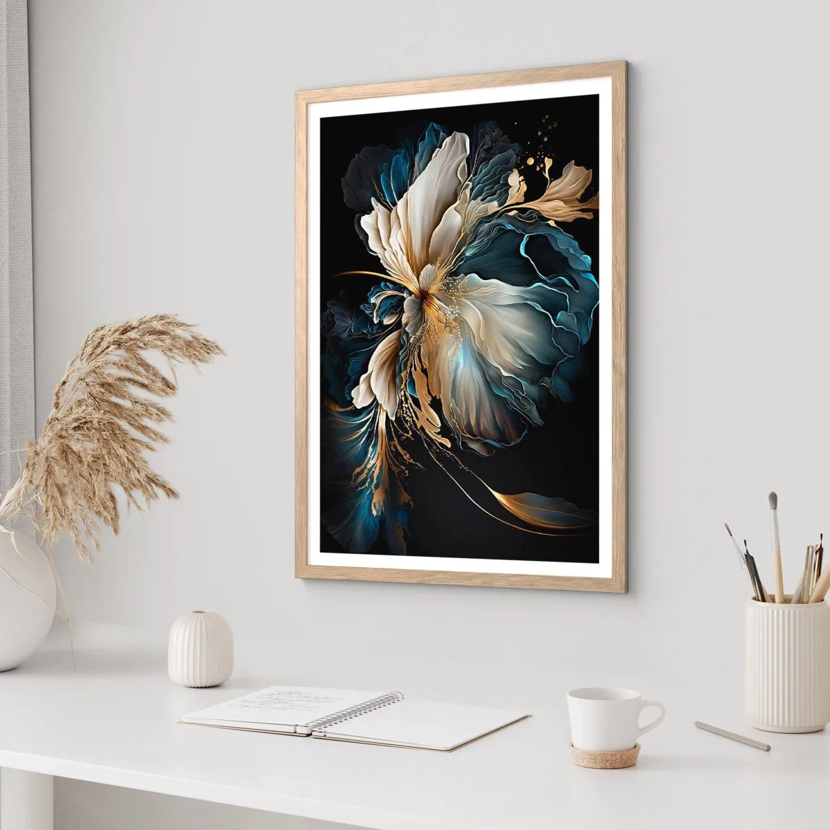 Poster in einem Rahmen aus heller Eiche - Märchenhafte Farnblume - 70x100 cm