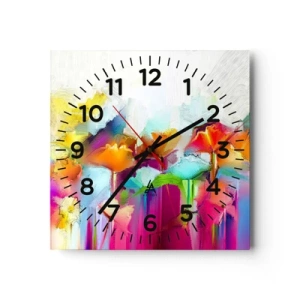 Wanduhr - Glasuhr - Der Regenbogen ist aufgeblüht - 30x30 cm
