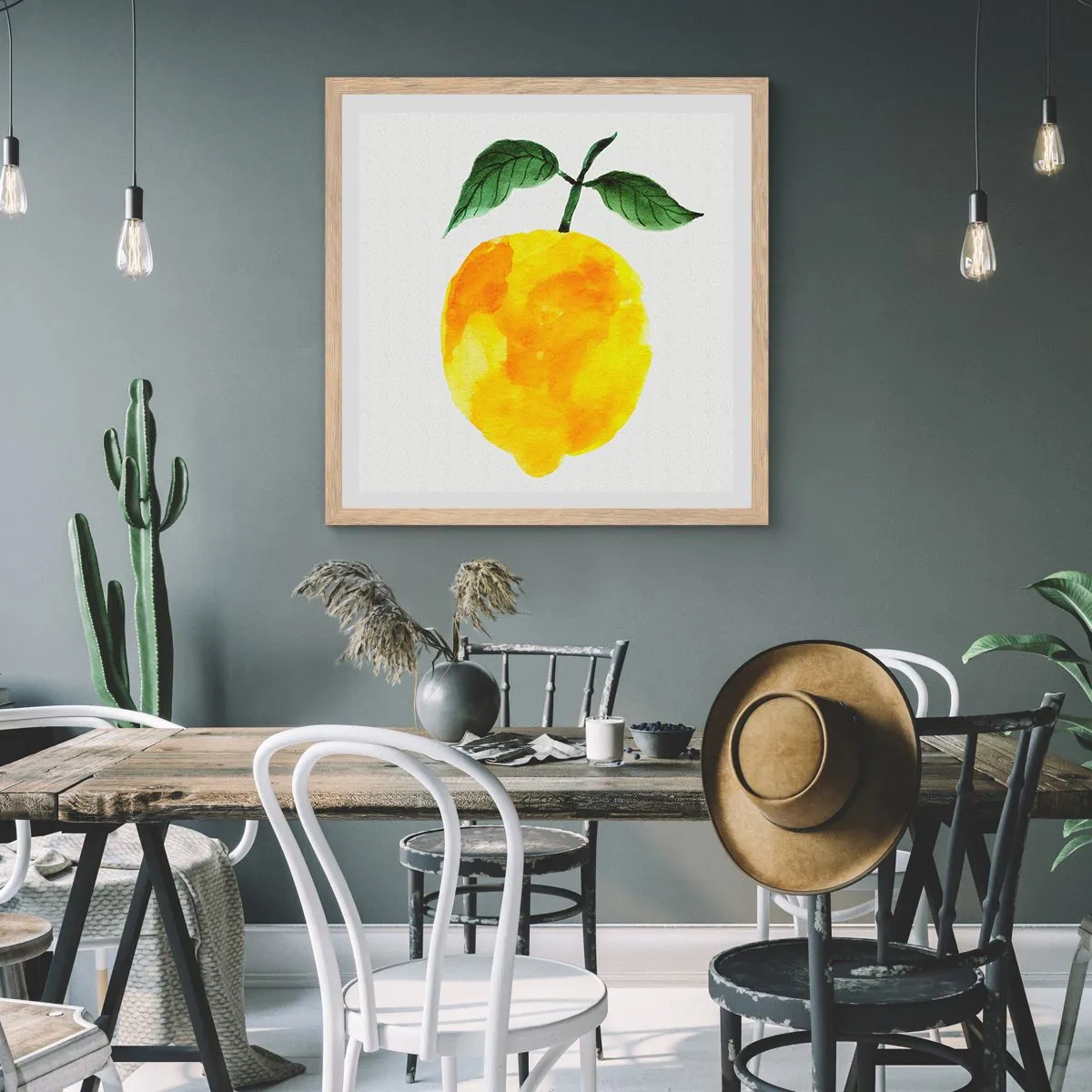 Poster in einem Rahmen aus heller Eiche - So schmeckt man die Sonne - 30x30 cm