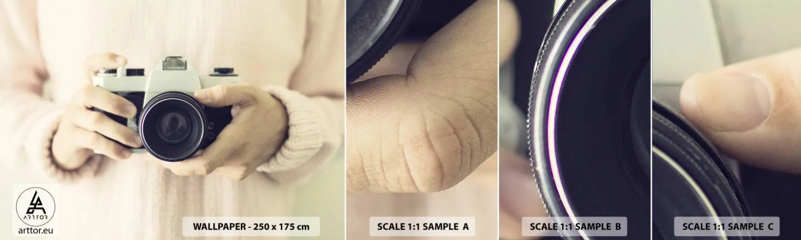 Fototapeten Muster Selbstklebend Deluxe Sticker - Um mehr zu sehen ... - Kamera, Jahrgang, Fotografie - 100x30 cm