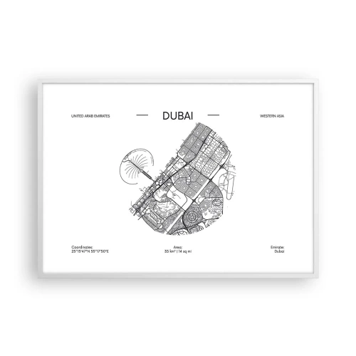 Poster in einem weißen Rahmen - Anatomie von Dubai - 100x70 cm