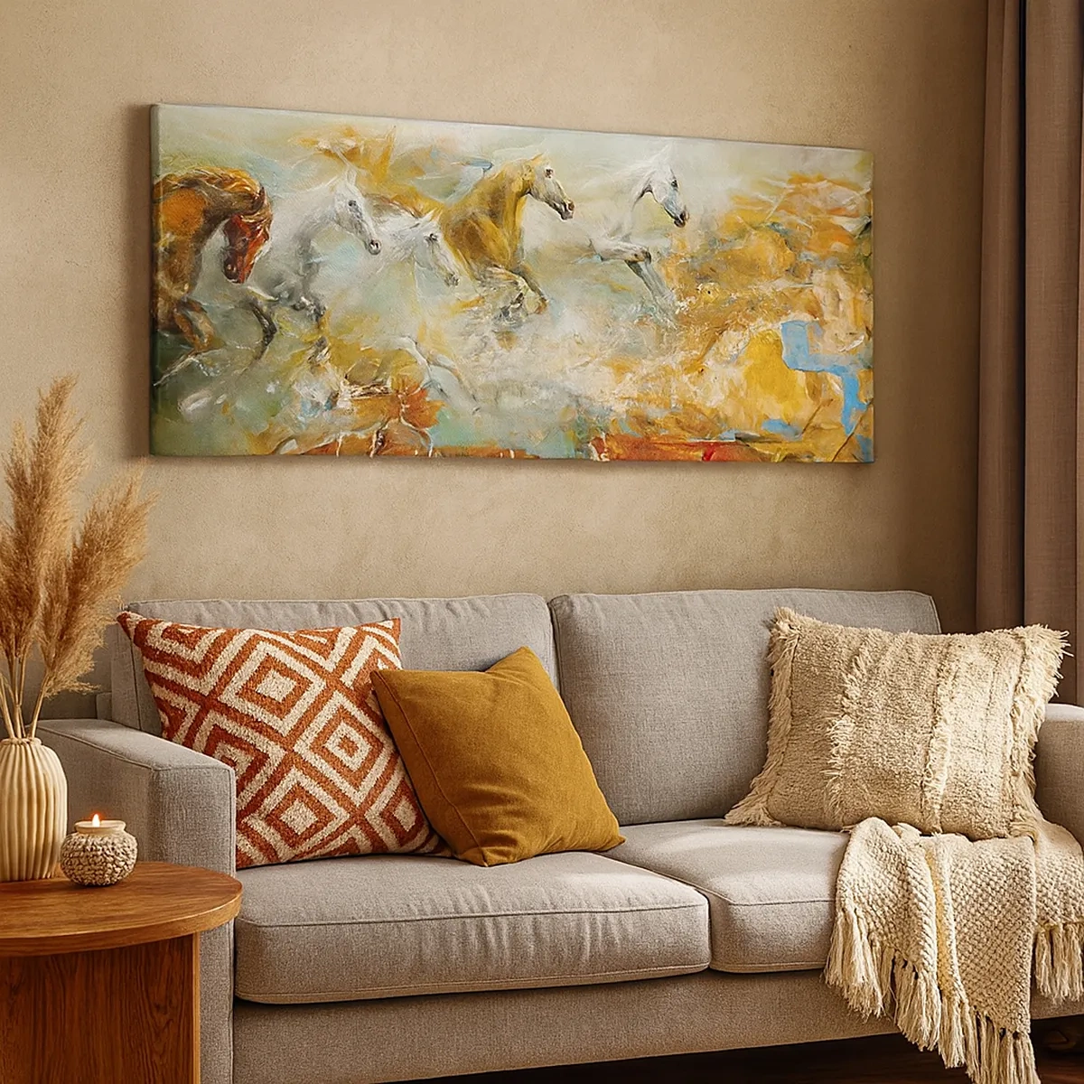 Bild auf Leinwand - Leinwandbild - Im Galopp durch das Licht - 30x30 cm