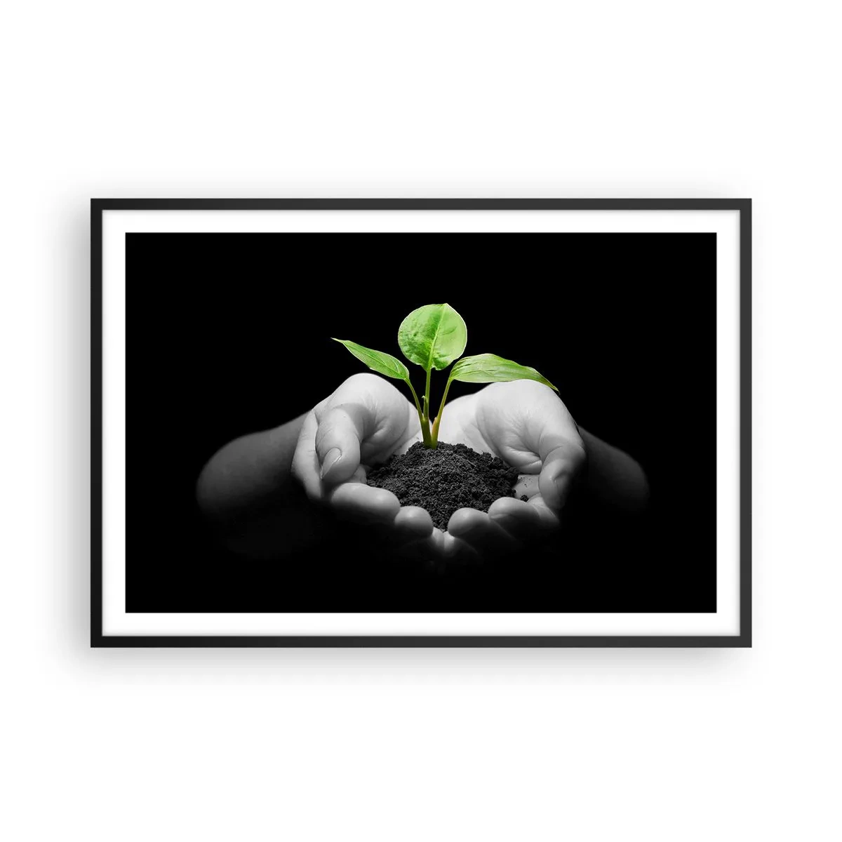 Poster in einem schwarzem Rahmen - Ich liebe die Natur, ich beschütze sie - 91x61 cm