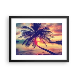 Poster in einem schwarzem Rahmen - Abend unter Palmen - 40x30 cm