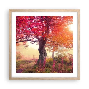 Poster in einem Rahmen aus heller Eiche - Blühende Raserei - 50x50 cm
