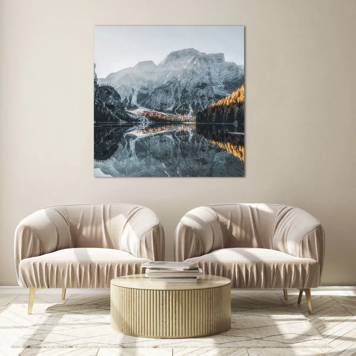 Glasbild - Bild auf glas - Spiegellandschaft - 70x70 cm