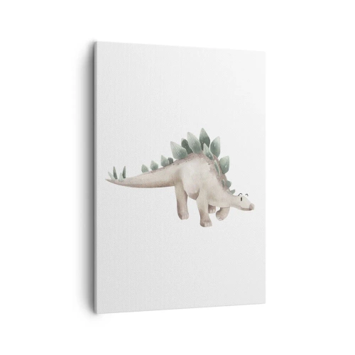 Bild auf Leinwand - Leinwandbild - Ein süßer Dinosaurier in Pastellfarben - 50x70cm - Euer Freund - Moderne Wanddekoration für Wohnzimmer und Schlafzimmer ARTTOR