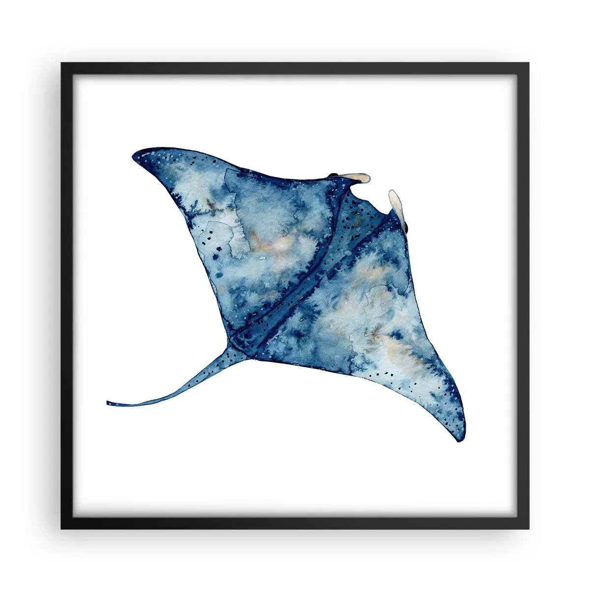 Poster in einem schwarzem Rahmen - Leben im Blau - 50x50 cm