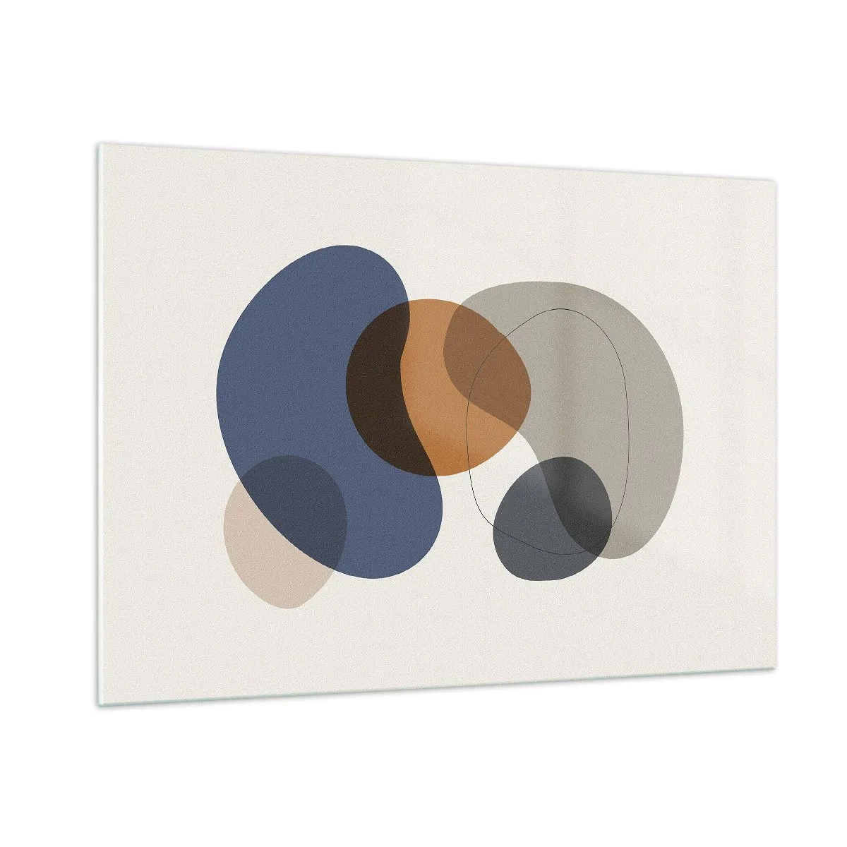 Glasbild - Bild auf glas - Bunte abstrakte Flecken in Marineblau- und Brauntönen - 100x70cm - Farbtropfen - Moderne Wanddekoration für Wohnzimmer und Schlafzimmer ARTTOR