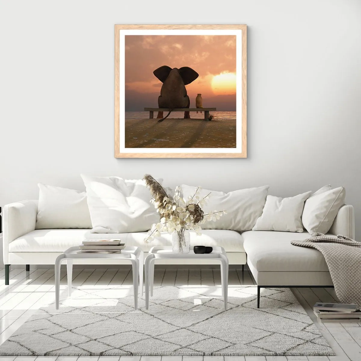 Poster in einem Rahmen aus heller Eiche - Es tut gut zusammen zu schweigen - 40x40 cm