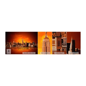 Fototapetenmuster Standard Eco - Das Großstadtpanorama in Gelb und Bronze - New York, Die Architektur, Stadt - 100x30 cm