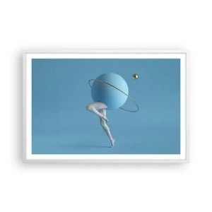 Poster in einem weißen Rahmen - Und die Planeten spielen verrückt - 91x61 cm