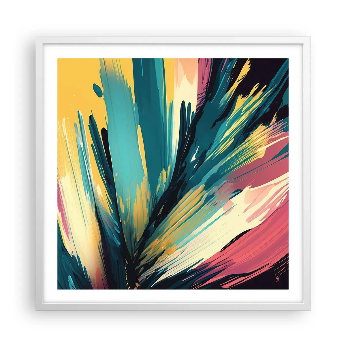 Poster in einem weißen Rahmen - Komposition – eine Explosion der Freude - 60x60 cm