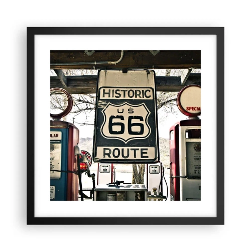 Poster in einem schwarzem Rahmen - Amerikanische Retro-Reise - 40x40 cm