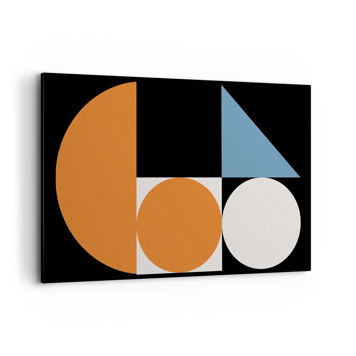 Bild auf Leinwand - Leinwandbild - Geometrisches Muster mit bunten Formen auf schwarzem Hintergrund - 120x80cm - Bebilderte Anordnung - Moderne Wanddekoration für Wohnzimmer und Schlafzimmer ARTTOR
