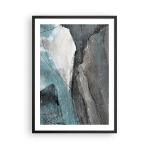 Poster in einem schwarzem Rahmen - Eine abstrakte Komposition, inspiriert von einer Berglandschaft - 50x70cm - Abstraktion: Felsen und Eis - Moderne Wanddekoration für Wohnzimmer und Schlafzimmer ARTTOR