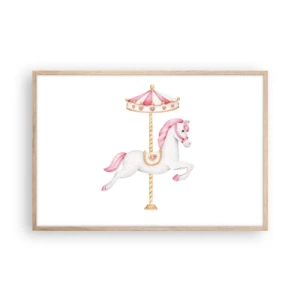 Poster in einem Rahmen aus heller Eiche - Er legte los - 91x61 cm