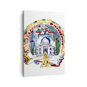 Bild auf Leinwand - Leinwandbild - Eine farbenfrohe Illustration der indischen Architektur - 70x100cm - Hinduistisches Weltgleichgewicht - Moderne Wanddekoration für Wohnzimmer und Schlafzimmer ARTTOR