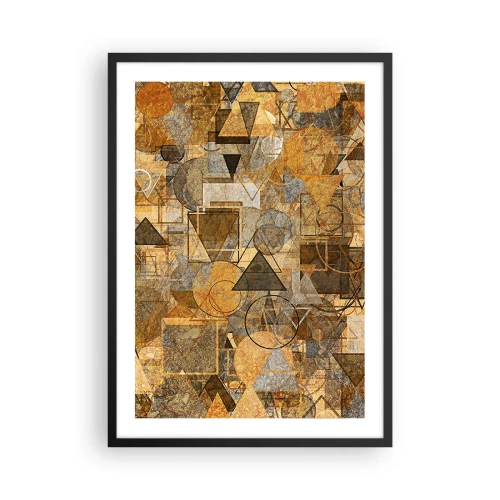 Poster in einem schwarzem Rahmen - Goldene abstrakte geometrische Komposition - 50x70cm - Die Welt in Form - Moderne Wanddekoration für Wohnzimmer und Schlafzimmer ARTTOR