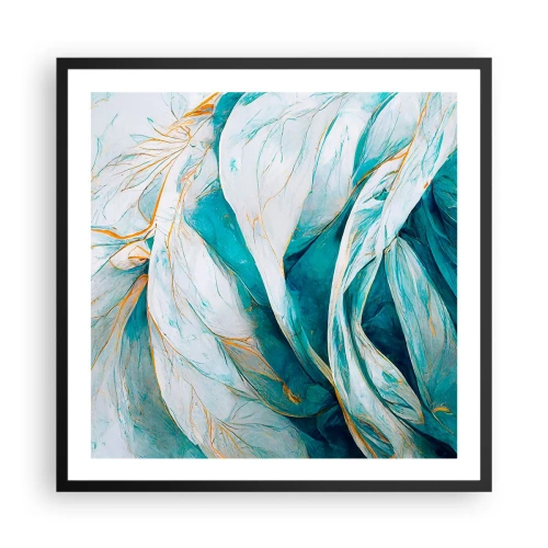 Poster in einem schwarzem Rahmen - Blaue Abstraktion mit goldenem Motiv - 60x60 cm