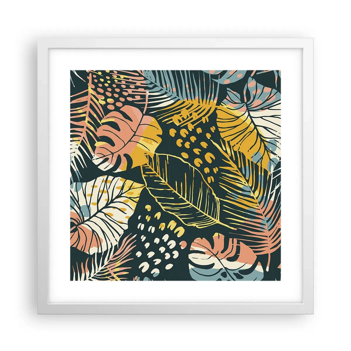 Poster in einem weißen Rahmen - Grüne Fantasie - 40x40 cm