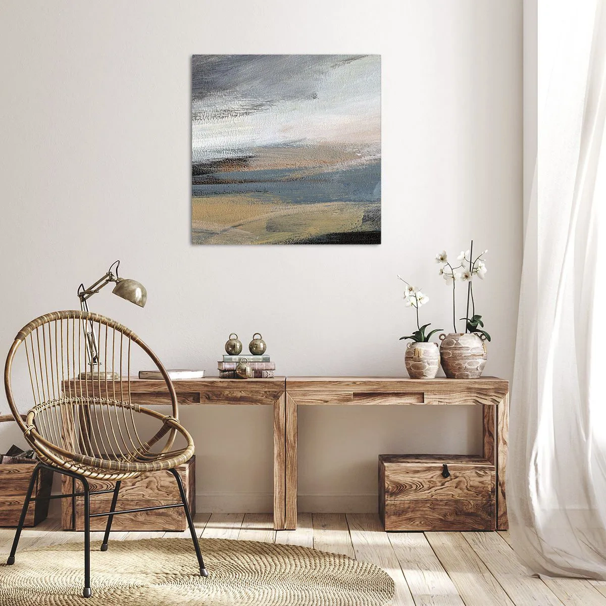 Bild auf Leinwand - Leinwandbild - Abstraktion: nördliche Landschaft - 50x50 cm