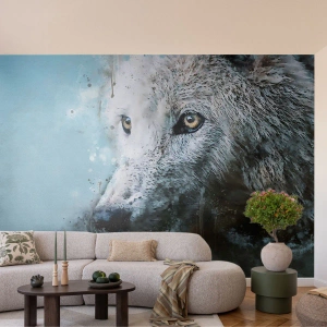 Fototapete Premium Canvas - Aquarellporträt eines Wolfes - 100x70cm - Lerne die Wolfsseele kennen - Moderne Wanddekoration für Wohnzimmer und Schlafzimmer ARTTOR